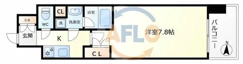 プール・トゥジュール梅田ウエスト【8階】の間取り