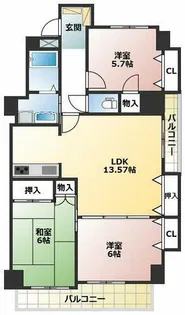 シュロス東白壁【6階】の間取り