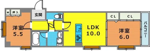 シャレー六甲【2I号室】の間取り