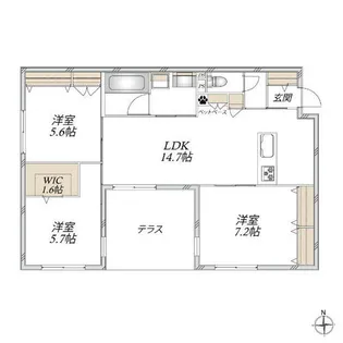 HEBEL MAISON My Plis【102号室】の間取り