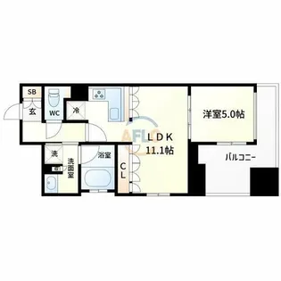 リーガル西長堀Ⅱ【3階】の間取り