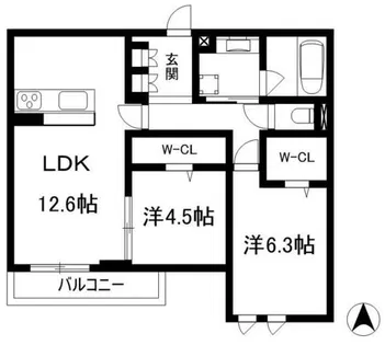 サンハイム二瀬【202号室】の間取り