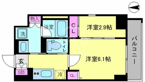 シーズンフラッツ靭本町【8階】の間取り