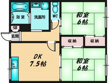 アイケイハイツ高井田B棟【2階】の間取り
