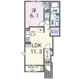 モンビーブルB【1階】の間取り