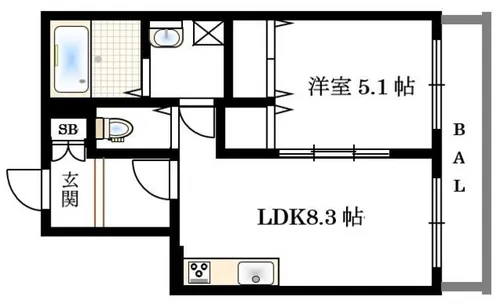 ユアメゾン梅津北【1階】の間取り