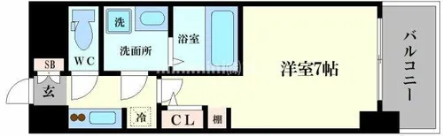 S-RESIDENCE難波大国町Tres【6階】の間取り