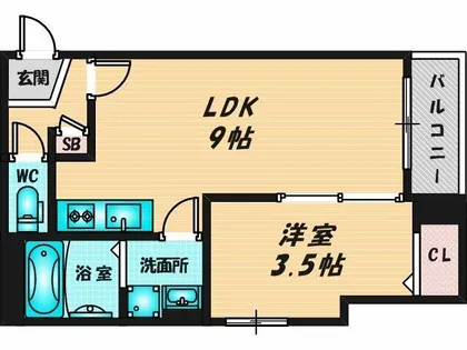 パロス瓢箪山ラドスール【1階】の間取り