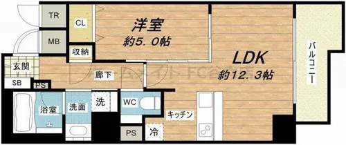 プレサンスNEO心斎橋【12階】の間取り