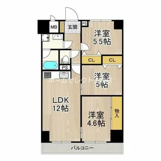 パークモダン住之江公園【8階】の間取り