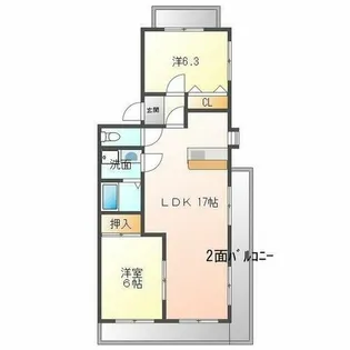 ロイヤルグリーン【201号室】の間取り