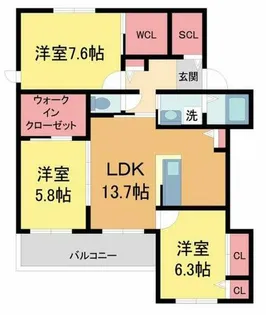 リアンスリーゼ芦屋川【102号室】の間取り