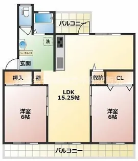 香里三井団地A97号【2階】の間取り