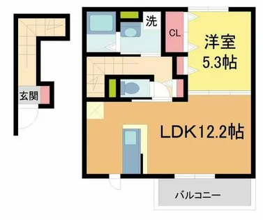 レーヴ ド ドゥ芦屋【202号室】の間取り