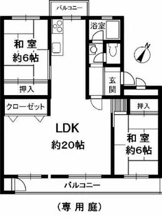 須磨一ノ谷グリーンハイツE棟【2階】の間取り