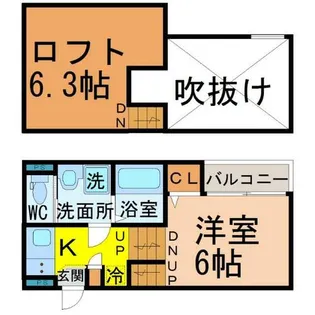 ラ・ネージュ筒井【1階】の間取り