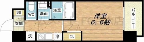 エステムコート四天王寺夕陽丘Ⅱ【6階】の間取り