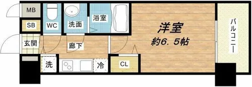 プレサンス四天王寺前夕陽ヶ丘【6階】の間取り