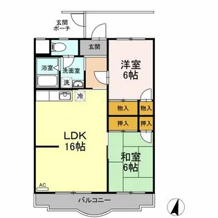 胡蝶羽根井【3階】の間取り