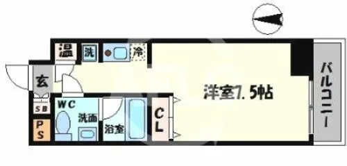 レジデンスナンワ【12階】の間取り