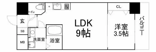 Grand Place谷町【9階】の間取り