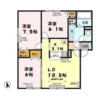 リビングタウン山の手 A【101号室】の間取り