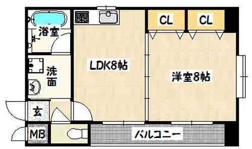 パシフィック神戸桜筋北館(シャルマン第15ビル)【8階】の間取り