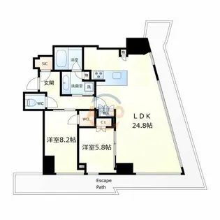 Brillia Tower堂島【14階】の間取り
