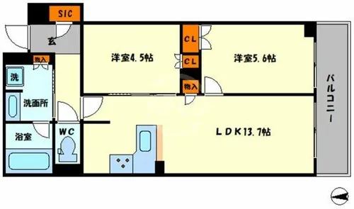 プレミストタワー靭本町【8階】の間取り