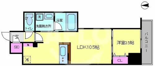 クロスレジデンス阿波座【9階】の間取り