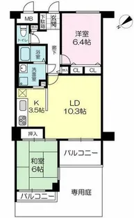 姫路北八代パークホームズ【102号室】の間取り