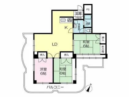 手柄コーポ1号館2A【2A号室】の間取り