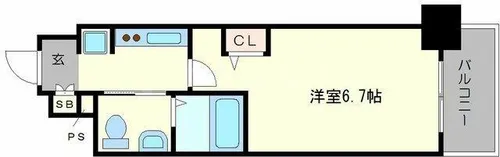 エステムコート難波サウスプレイスⅣパークグレイス【6階】の間取り