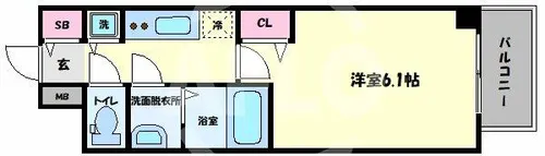 プレサンス扇町駅前【13階】の間取り