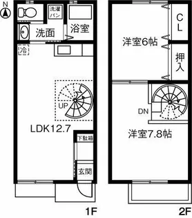 愛知県一宮市下沼町2丁目【テラスハウス】の間取り