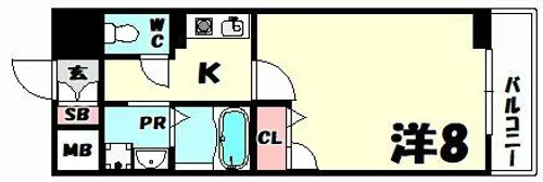 アミーグランコート三宮【4階】の間取り