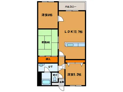 コーポ美原Ⅱ【26号室】の間取り