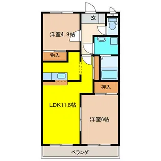 ガーデンハイツ西郷【2階】の間取り