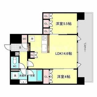 ノアレ北堀江【14階】の間取り