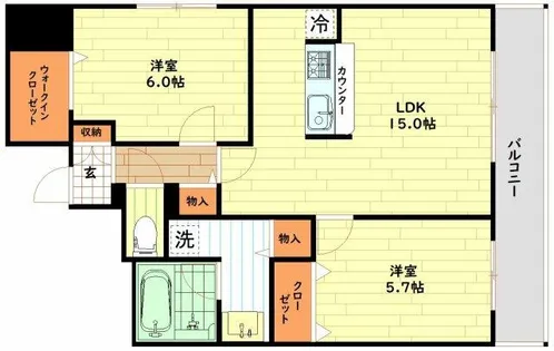 セレーナ コンフォルト天神橋【10階】の間取り
