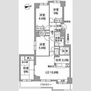 ル・ノール桜【401号室】の間取り