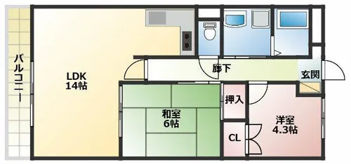 花戸マンション【105号室】の間取り