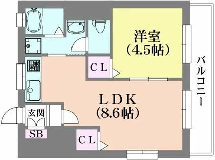 ラムール長田【5階】の間取り