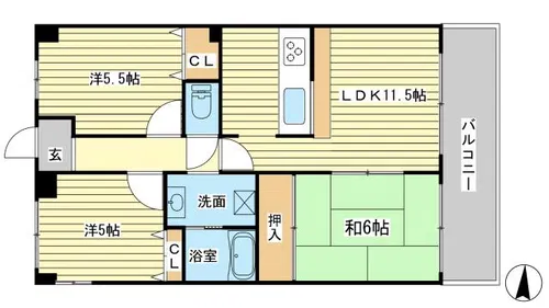 パインヒル・コーナン【5-C号室】の間取り