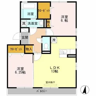 カーサ フェリーチェ Ⅱ【3階】の間取り