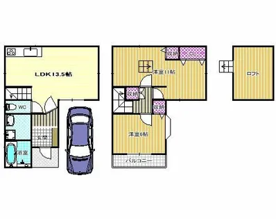 大阪府富田林市錦織北1丁目【一戸建】の間取り