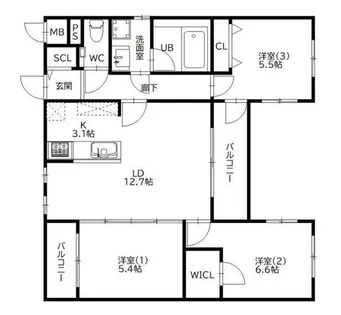 THE SEVENTH NISHIJIN【501号室】の間取り