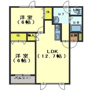 ピュア藤城【102号室】の間取り