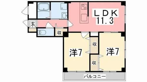グランツ野里【308号室】の間取り