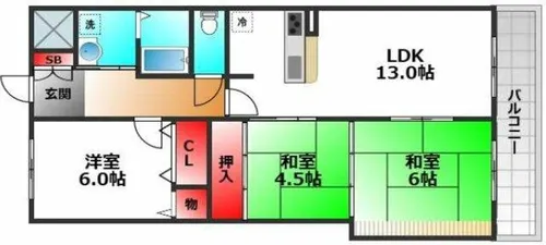 フロウスリーブ西村1番館【4階】の間取り